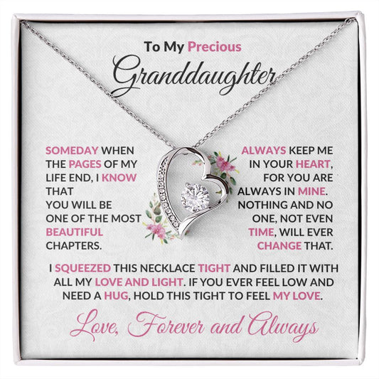 To My Precious Granddaughter Forever Love Heart Pendant Necklace