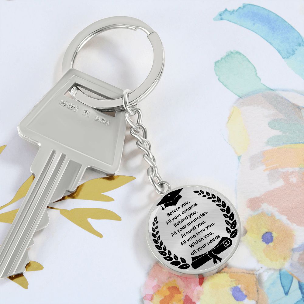 Graduation Keepsake Circle Engraved Keychain