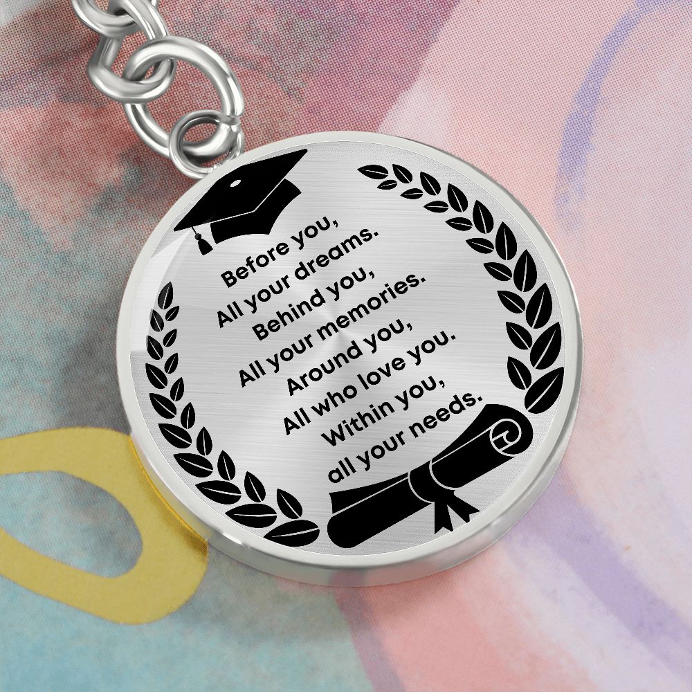 Graduation Keepsake Circle Engraved Keychain
