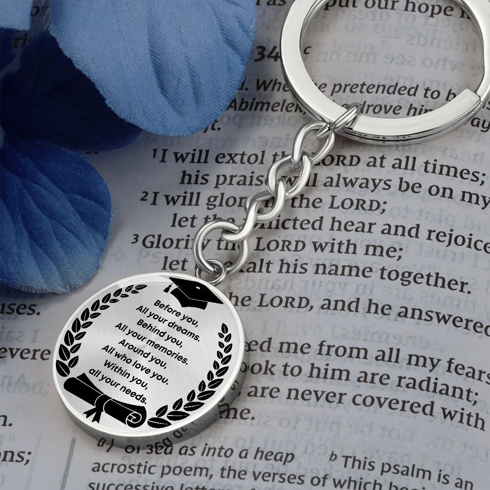 Graduation Keepsake Circle Engraved Keychain