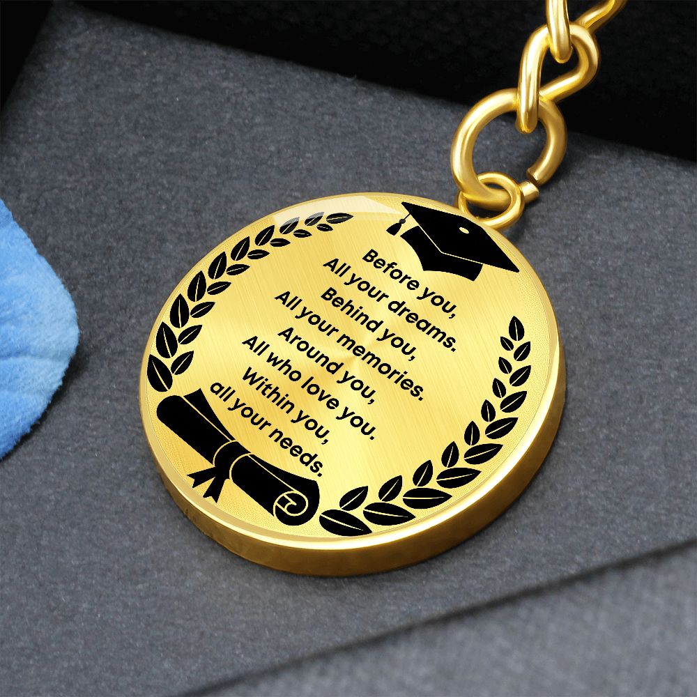Graduation Keepsake Circle Engraved Keychain