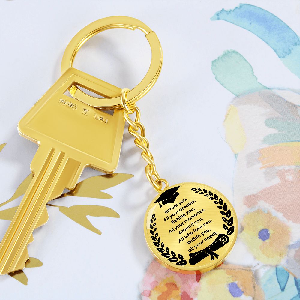 Graduation Keepsake Circle Engraved Keychain