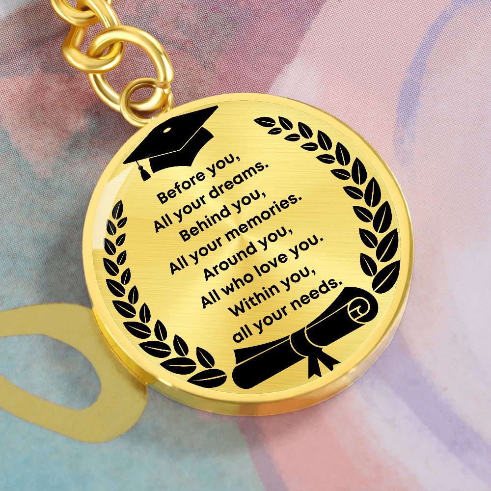 Graduation Keepsake Circle Engraved Keychain
