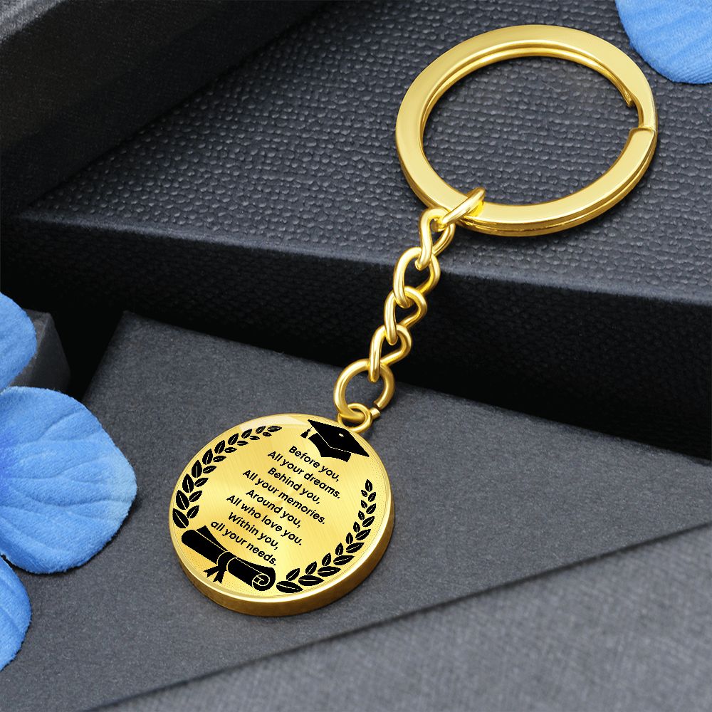 Graduation Keepsake Circle Engraved Keychain