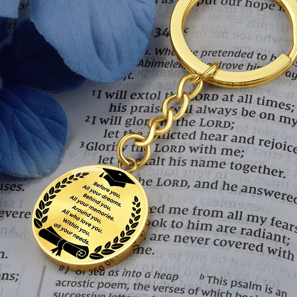 Graduation Keepsake Circle Engraved Keychain