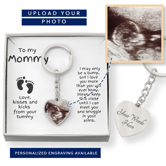 Gift for Expectant Mom Ultrasound Photo Heart Keychain